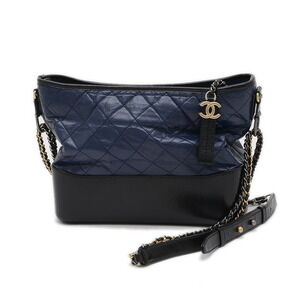 Chanel Gabrielle de Hobo Shoulder Bag Navy Blue Leather